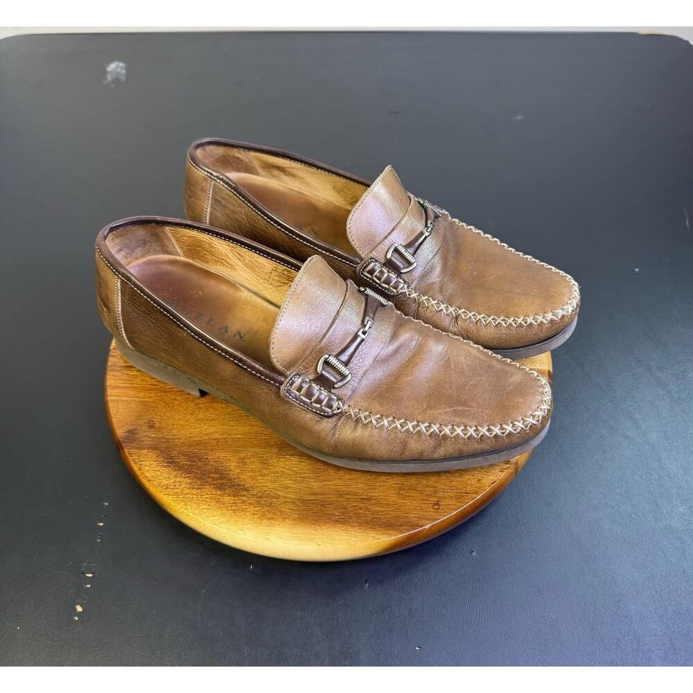 Mezlan Horse Bit Loafer Slip on Brown Leather Men’s 9 M Made in Spain Nice.